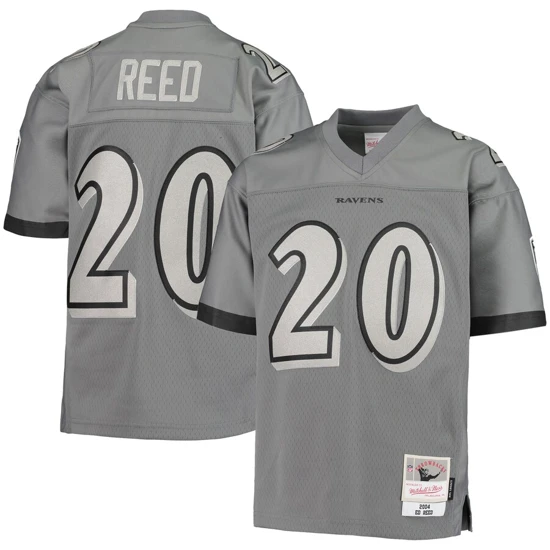 Youth Baltimore Ravens Ed Reed Mitchell & Ness Charcoal 2004 Retired Player Metal Jersey