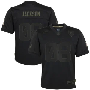 Youth Baltimore Ravens Lamar Jackson Nike Black 2020 Salute to Service Game Jersey