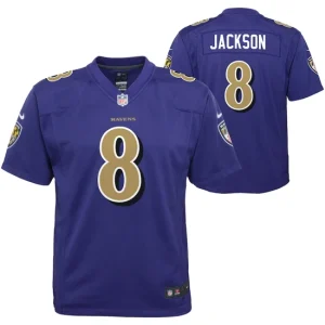 Youth Baltimore Ravens Lamar Jackson Nike Purple Color Rush Player Game Jersey