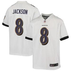 Youth Baltimore Ravens Lamar Jackson Nike White Game Jersey