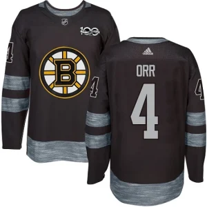 Youth Boston Bruins Bobby Orr 4 Authentic Black 1917-2017 100th Anniversary