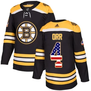 Youth Boston Bruins Bobby Orr 4 Authentic Black USA Flag Fashion