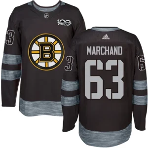 Youth Boston Bruins Brad Marchand 63 Authentic Black 1917-2017 100th Anniversary