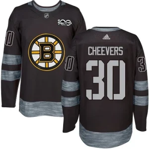 Youth Boston Bruins Gerry Cheevers 30 Authentic Black 1917-2017 100th Anniversary