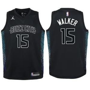 Youth Charlotte Hornets 15 Kemba Walker Black Swingman Jersey - City Edition Edition