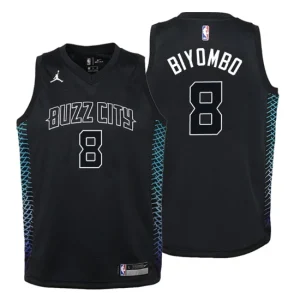 Youth Charlotte Hornets 8 Bismack Biyombo City Edition Black Swingman Jersey