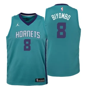 Youth Charlotte Hornets 8 Bismack Biyombo Icon Edition Teal Swingman Jersey