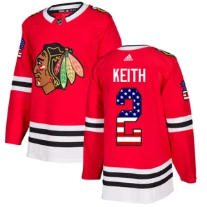 Youth Chicago Blackhawks Duncan Keith 2 Authentic Red USA Flag Fashion