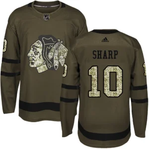 Youth Chicago Blackhawks Patrick Sharp 10 Authentic Green Salute to Service