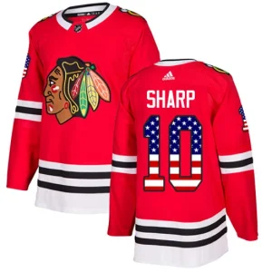 Youth Chicago Blackhawks Patrick Sharp 10 Authentic Red USA Flag Fashion