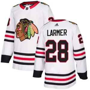 Youth Chicago Blackhawks Steve Larmer 28 Authentic White Away