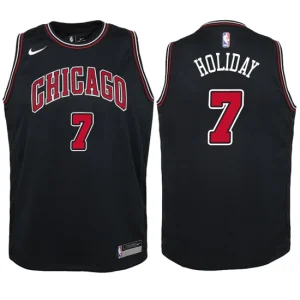 Youth Chicago Bulls 7 Justin Holiday Black Swingman Jersey - Statement Edition