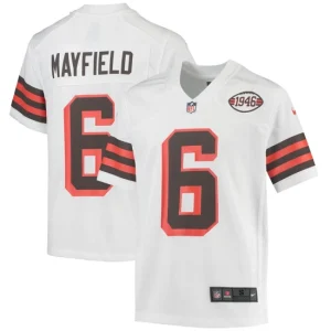 Youth Cleveland Browns Baker Mayfield Nike White 1946 Collection Alternate Game Jersey