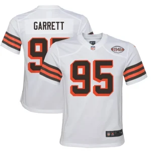 Youth Cleveland Browns Myles Garrett Nike White 1946 Collection Alternate Game Jersey