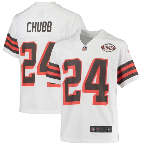 Youth Cleveland Browns Nick Chubb Nike White 1946 Collection Alternate Game Jersey