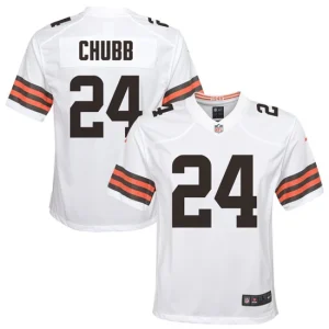 Youth Cleveland Browns Nick Chubb Nike White Game Jersey