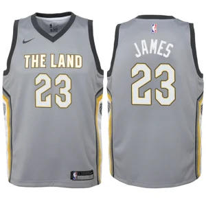 Youth Cleveland Cavaliers 23 LeBron James Gray Swingman Jersey-City Edition