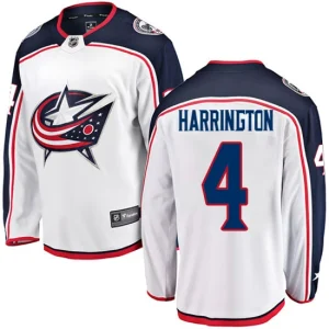 Youth Columbus Blue Jackets Scott Harrington 4 Breakaway White Fanatics Branded Away