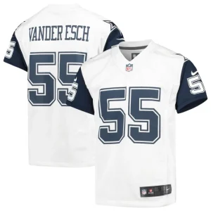 Youth Dallas Cowboys Leighton Vander Esch Nike White Color Rush Game Jersey