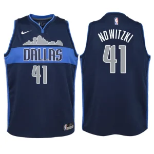 Youth Dallas Mavericks 41 Dirk Nowitzki Navy Swingman Jersey - Statement Edition