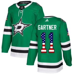 Youth Dallas Stars Mike Gartner 11 Authentic Green USA Flag Fashion