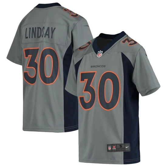 Youth Denver Broncos Phillip Lindsay Nike Gray Inverted Game Jersey