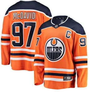 Youth Edmonton Oilers Connor McDavid 97 Breakaway Orange Fanatics Branded Home