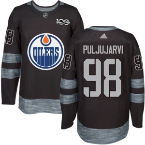 Youth Edmonton Oilers Jesse Puljujarvi 98 Authentic Black 1917-2017 100th Anniversary