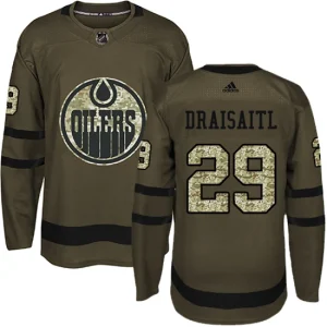 Youth Edmonton Oilers Leon Draisaitl 29 Authentic Green Salute to Service