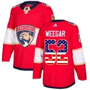 Youth Florida Panthers MacKenzie Weegar 52 Authentic Red USA Flag Fashion