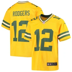 Youth Green Bay Packers Aaron Rodgers Nike Gold Inverted Game Jersey