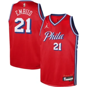 Youth Jordan Brand Joel Embiid Red Philadelphia 76ers Swingman Jersey - Statement Edition