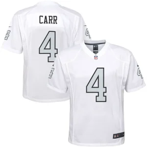 Youth Las Vegas Raiders Derek Carr Nike White Color Rush Game Jersey