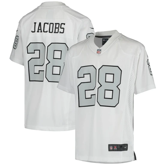 Youth Las Vegas Raiders Josh Jacobs Nike White Color Rush Game Jersey