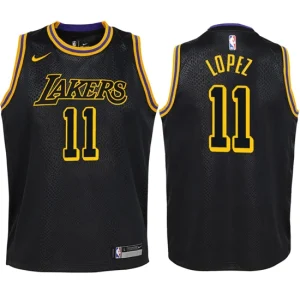 Youth Los Angeles Lakers 11 Brook Lopez Black Swingman Jersey-City Edition