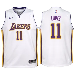 Youth Los Angeles Lakers 11 Brook Lopez White Swingman Jersey-Association Edition