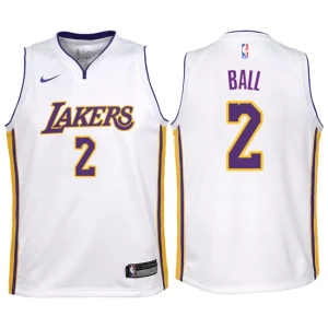 Youth Los Angeles Lakers 2 Lonzo Ball White Swingman Jersey-Association Edition