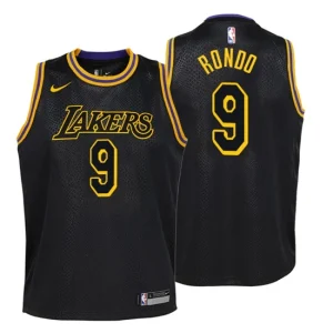 Youth Los Angeles Lakers 9 Rajon Rondo City Edition Black Swingman Jersey