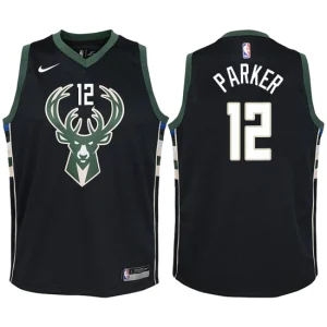 Youth Milwaukee Bucks 12 Jabari Parker Black Swingman Jersey-Statement Edition