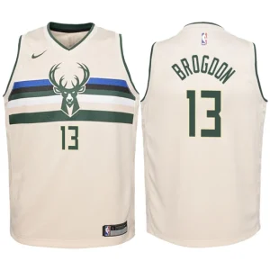 Youth Milwaukee Bucks 13 Malcolm Brogdon Cream Swingman Jersey-City Edition