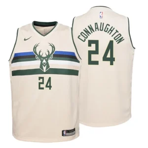 Youth Milwaukee Bucks 24 Pat Connaughton City Edition Cream Swingman Jersey