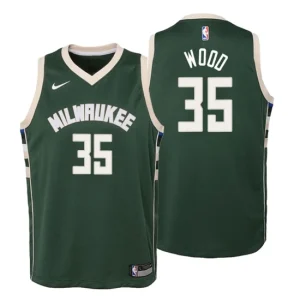 Youth Milwaukee Bucks 35 Christian Wood Icon Edition Green Swingman Jersey