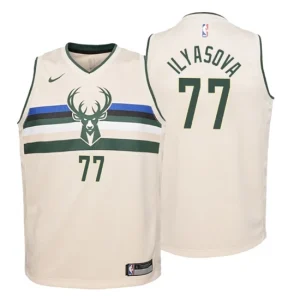 Youth Milwaukee Bucks 77 Ersan Ilyasova City Edition Cream Swingman Jersey