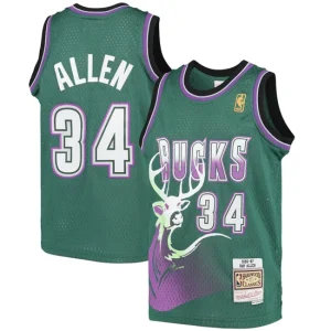 Youth Mitchell & Ness Ray Allen Green Milwaukee Bucks 1996-97 Hardwood Classics Swingman Jersey