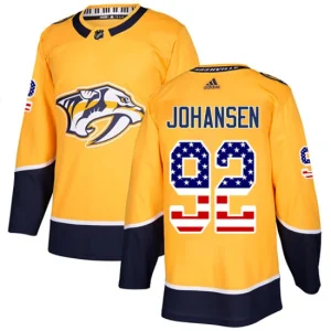 Youth Nashville Predators Ryan Johansen 92 Authentic Gold USA Flag Fashion