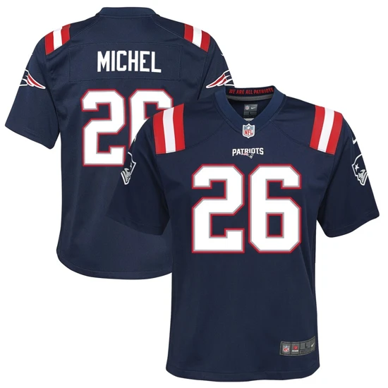 Youth New England Patriots Sony Michel Nike Navy Game Jersey