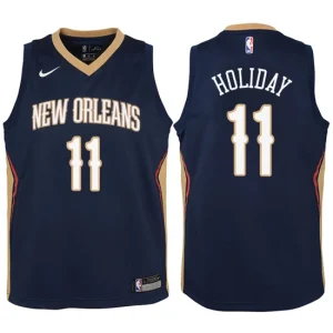 Youth New Orleans Pelicans 11 Jrue Holiday Navy Swingman Jersey-Icon Edition