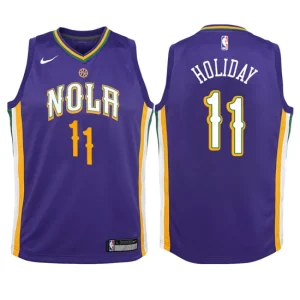 Youth New Orleans Pelicans 11 Jrue Holiday Purple Swingman Jersey-City Edition