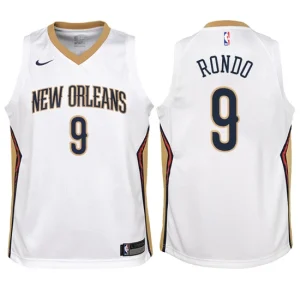 Youth New Orleans Pelicans 9 Rajon Rondo White Swingman Jersey - Association Edition