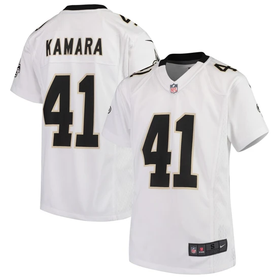 Youth New Orleans Saints Alvin Kamara Nike White 2018 Game Jersey